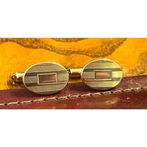 VTG Krementz Gold Tone Cufflinks with Etching and a Place for Monongram